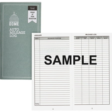Dome, DOM770, Auto Mileage Log, 1 Each, Gray