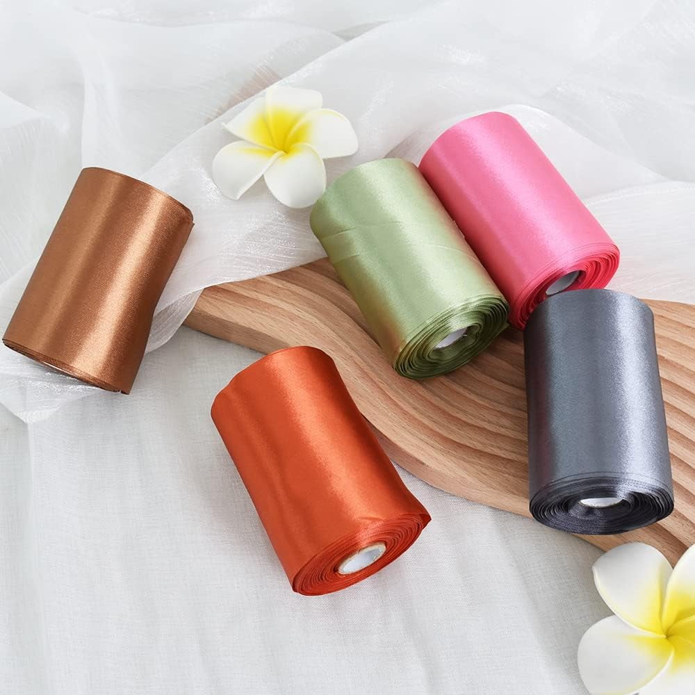 NANAHuang 4 Inch x 22Yards Wide Red Satin Ribbon Solid Fabric Large Ribbon for Cutting Ceremony Kit Grand Opening Chair Sash Table Hair Car Bows Sewing Craft Gift Wrapping Wedding Party Decoration
