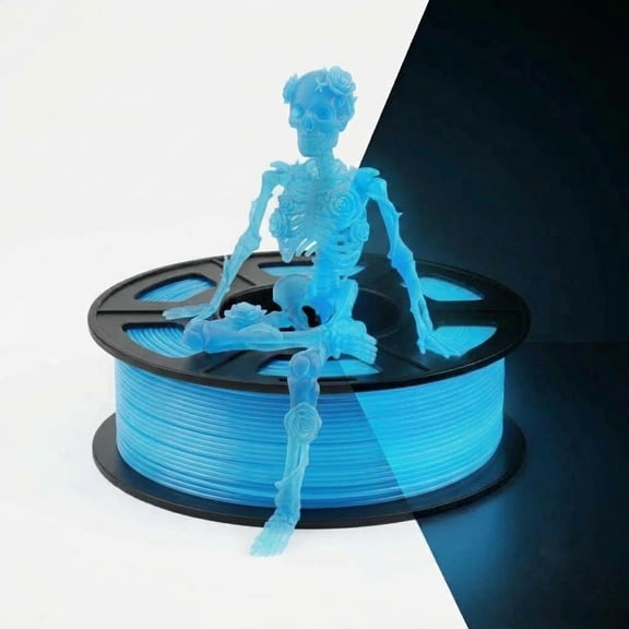 Glow in The Dark Blue PLA 3D Printer Filament, 250g Spool, 1.75mm, for FDM 3D Printers
