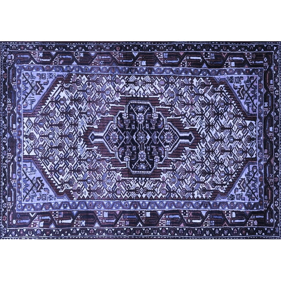 Ahgly Company Machine Washable Indoor Rectangle Persian Blue Traditional Area Rugs, 3' x 5'