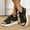 Black, variant on Lilgiuy Platform Sandals for Women Summer New Mesh Beach Hawaiian Slip On Casual Open Toe Flat Thick Bottom Breathable Hollow Out Sandals