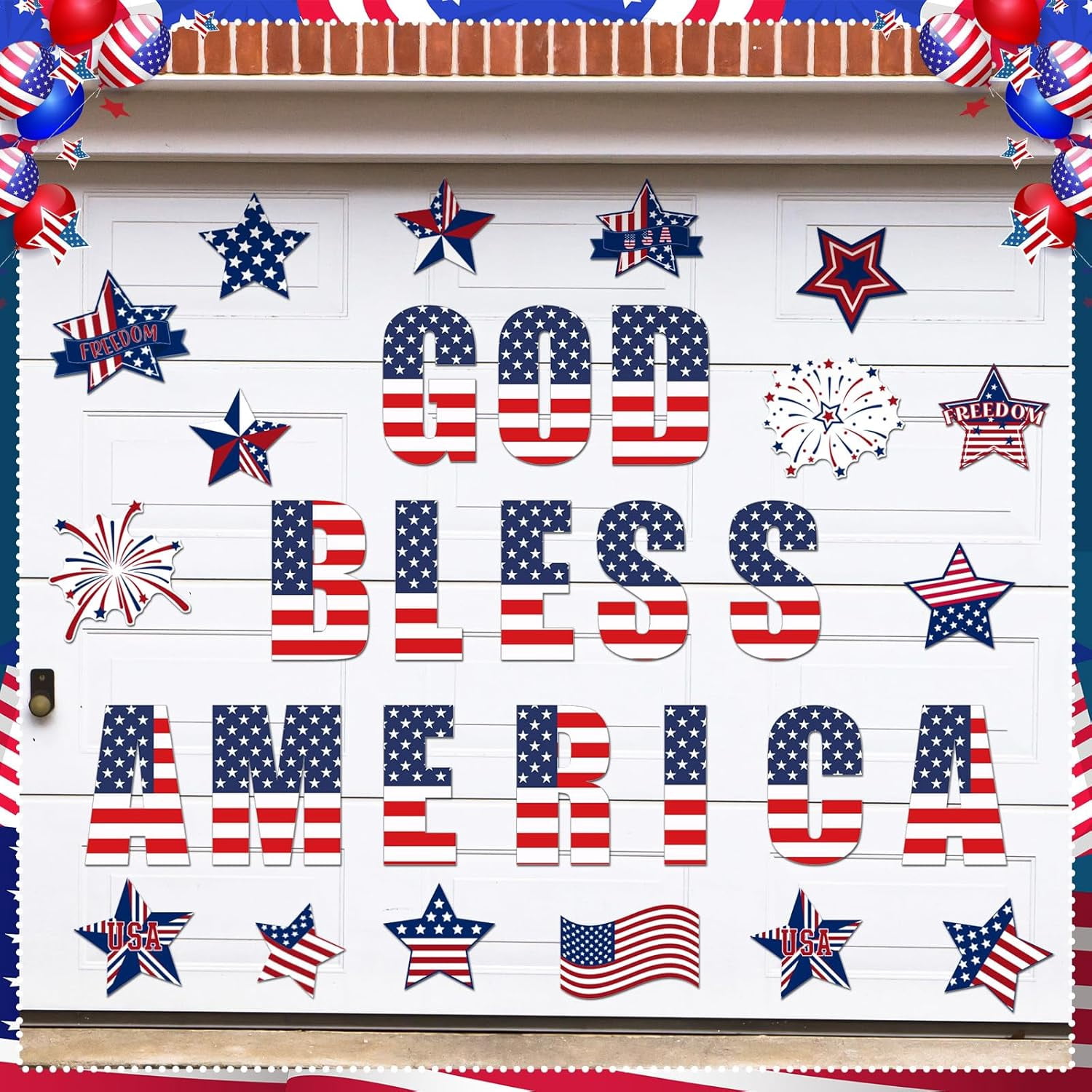GBBG 30 Pcs 4th of July Garage Door Magnet 250th Anniversary Memorial Day Garage Door Decoration Patriotic Red Blue White USA Flag Magnet Independence Day Decal for Refrigerator Car Party(USA)