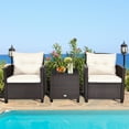 thumbnail image 3 of Patiojoy 3PCS Wicker Cushioned Conversation Set Outdoor Rattan Furniture w/Off White Cushions, 3 of 7