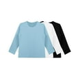thumbnail image 6 of Thredzr Girls Royal Blue Shirt Basic Tops Long Sleeve Oversized Solid Color Tees Curved Hem T-Shirts Sky Blue-White-Black 160, 6 of 6