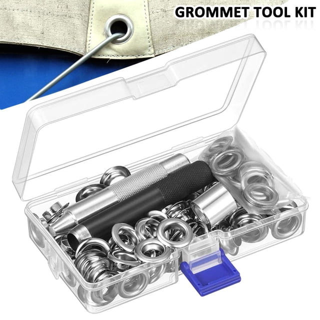 Grommet Tool Kit Grommet Setting Tool 1/2 Inch Grommets Eyelets with Installation Tools & Storage Case for Fabric Canvas Tarps Curtain Clothing Leather