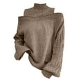 thumbnail image 3 of Glimpses Clearance Women's 2024 And Winter Off Shoulder Sweater Women's Pullover Half Turtleneck Sleeve Eight Loose Slimming Sweater Khaki, 3 of 4