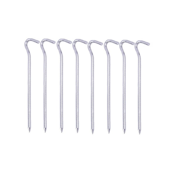 Oraceous 8PC Heavy duty tent stakes question shape aluminum alloy pegs with hook for outdoor trip hiking ( sliver )