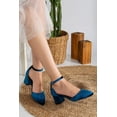thumbnail image 3 of Marcelle - Zapatos de tacón de terciopelo azul verdoso turquesa 26 CM, 3 of 5