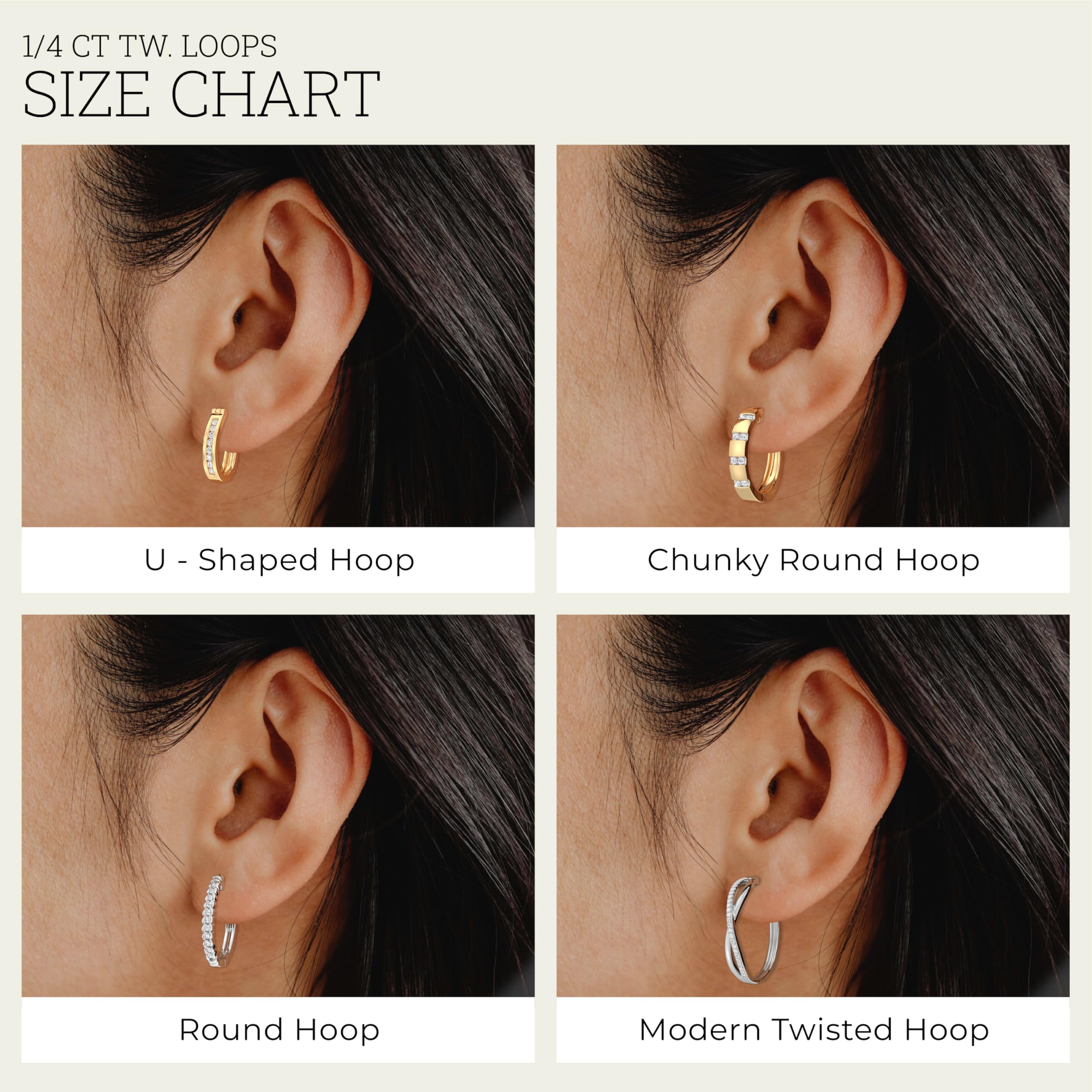 Gilded 1/4 Carat Total Weight Lab-Grown Diamond Modern Twisted Hoop Earrings for Women in 925 Sterling Silver | Hypoallergenic Fine Jewelry | Click Top Closure | SI1 Clarity, F Color
