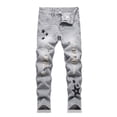 thumbnail image 2 of RUTAYY Boys Distressed Jeans High Street Long Denim Pants with Pocket Comfortable Stretch Elegant Chic Trousers, 2 of 9