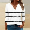 thumbnail image 2 of Fall Saving! HVOBTTY Womens 3/4 Sleeves Pullover T Shirt, Fall Tops for Women Plus Size, Women's Fashionable Striped 3/4 Sleeve V Neck Loose Fitting Top White, XXL, 2 of 5