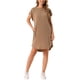 thumbnail image 2 of Vestido mini de playa suelto de manga corta y cuello redondo para mujer INSPIRE CHIC con bolsillos XL marrón, 2 of 6