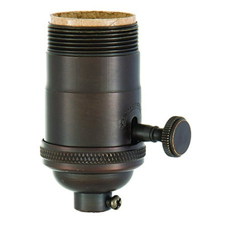 Bottom Turn Knob Socket - Heavy Turned Brass Socket With Brass Knob, Antique Bronze Finish, On/Off Function Uno Thread Shell, Heavy Turned Brass Socket with Brass Knob, Antique BRONZE.., By B&P Lamp