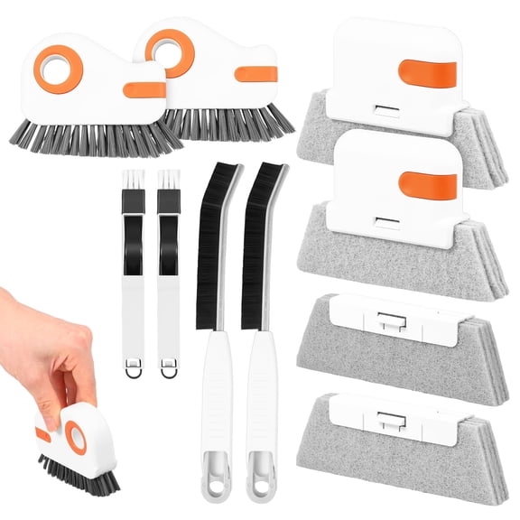 Tmwefusc 10-Piece Window Track and Groove Cleaning Brush Set, Multifunctional Hard Bristle Crevice Cleaner Tool for Sliding Door, Window Sill and Household Gaps