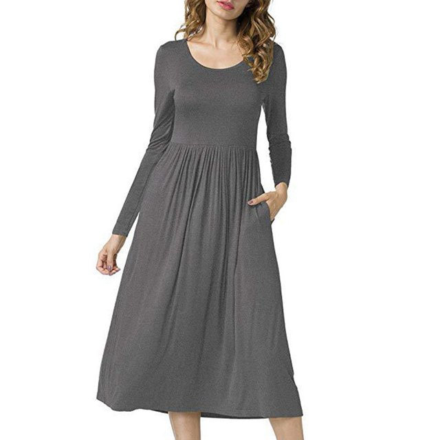 Vestido ajustado de manga larga, vestido de manga larga redondo para mujer, vestido elegante de manga larga, vestido de longitud media de manga larga, máxima eficiencia
