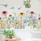 thumbnail image 1 of Pegatinas de pared de flores de margaritas, pegatinas de pared de pájaros con hojas verdes, sala de estar, dormitorio, sofá, TV, Fondo de Arte de la pared Decoración, murales JAMW Sencillez, 1 of 5