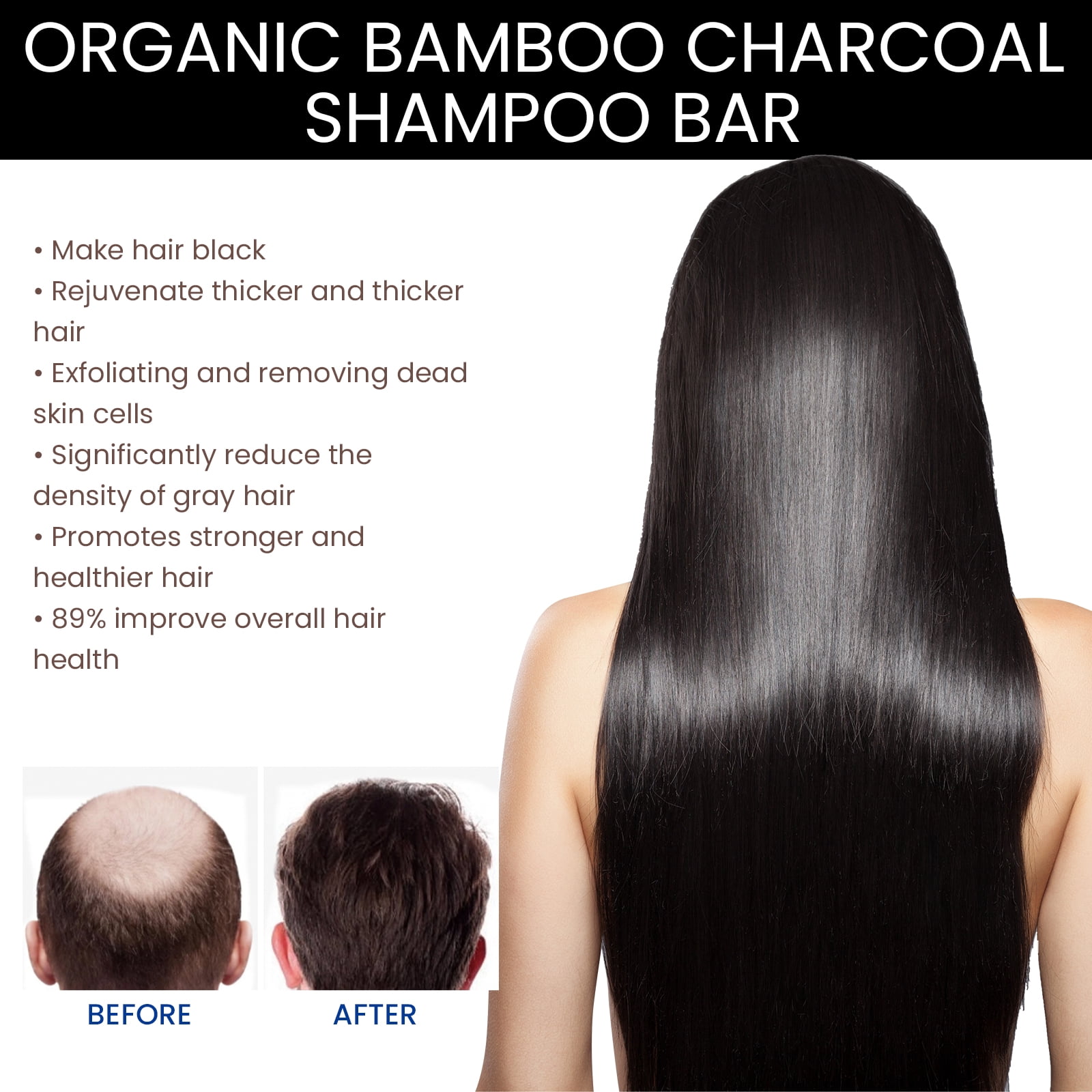 Alvantor Charcoal Shampoo Bar, Deep Cleansing and Nourishing Improve Dry Shampoo Soap, 2.12oz