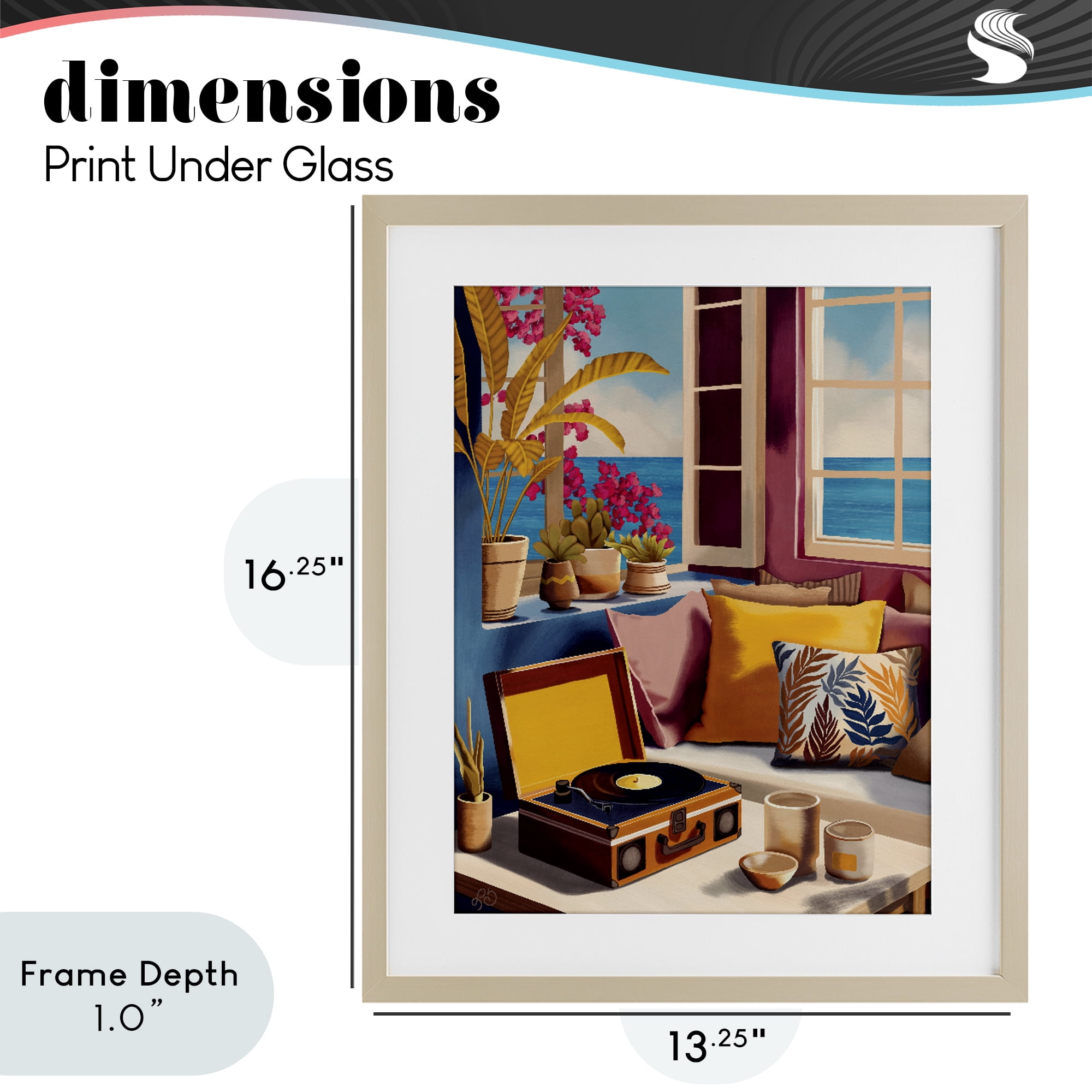 Stupell Industries Boho Vacation By The Sea Birch Framed Print Under Glass, design by Lisa R Dumm