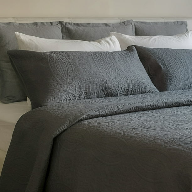Mezzati Bedspread Coverlet Set Gray, Grey Twin Bed Quilt