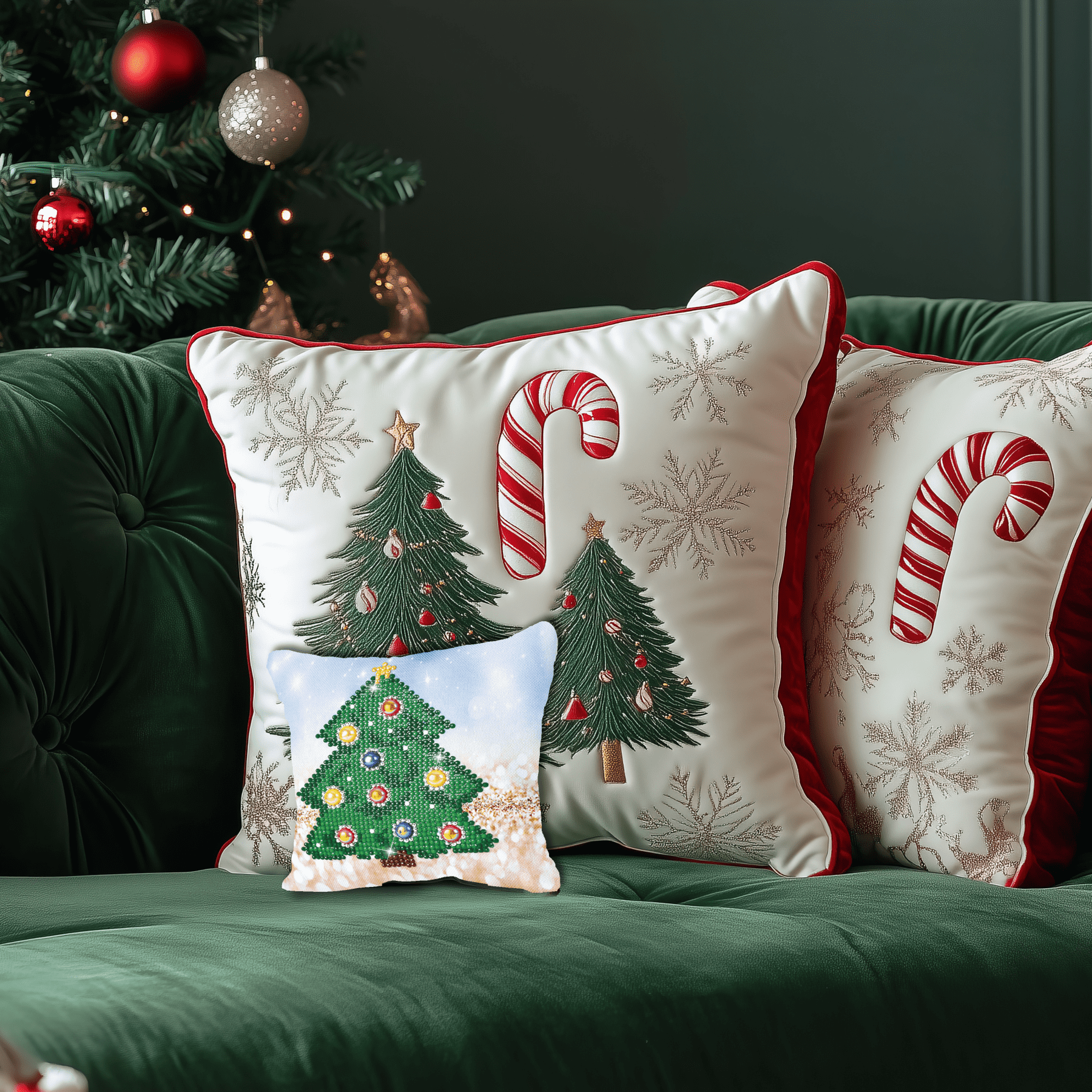 Diamond Dotz Kits - Christmas Tree Pillow Diamond Painting Artwork Kit, Christmas Diamond Art, Diamond Dotz Kits for Adults, Christmas Diamond Painting Kits, Diamond Art Christmas