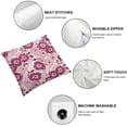 thumbnail image 6 of BANET  Maroon Throw Pillow Cover Set of 2, Spring Garden Pattern with English Rose Blooms Romantic Abstract, Decorative Square Covers for Couch Bed &amp; Sofa,Maroon Pale Pink White 20x20in, 6 of 7
