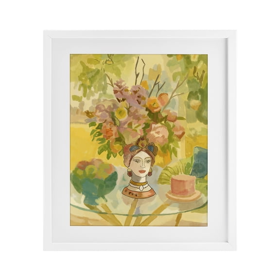 Stupell Industries Bohemian Flower Head Vase White Framed Print Under Glass, 13 x 16, by Amelia Noyes