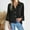 Black, variant on Womens 3/4 Bell Sleeve Button Down Shirts Casual Ruffle Hem Tops Eyelet Blouse Hollow Out Solid Color Ladies Tops