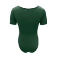 thumbnail image 5 of Siilsaa Women's Square Neck Bodysuit Short Sleeve Shirt Tops Green,S, 5 of 5