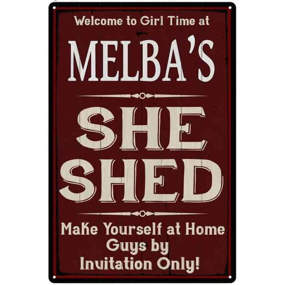MELBA'S She Shed Red Sign Lady Cave 8 x 12 High Gloss Metal 208120088496