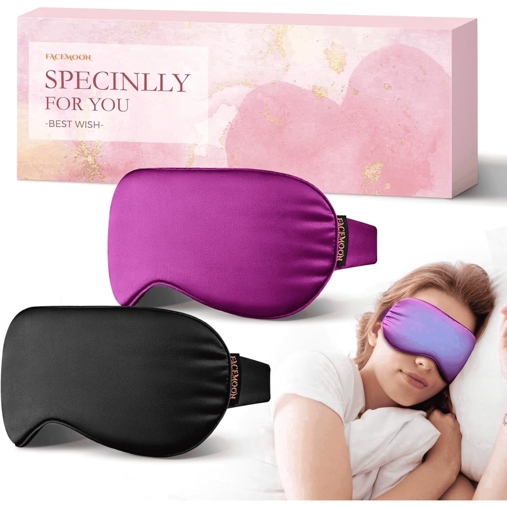 FACEMOON 2 pack adult cooling gel sleep mask for reduce puffiness & dry eye comfort home women men