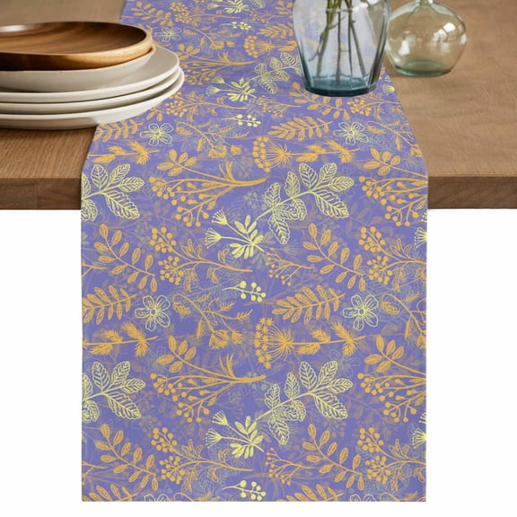 Table Runner 70 Inches Long for Kitchen Dining, Purple Dandelion Dresser Scarf Farmhouse, Dining Table Decorations for Wedding/Parties, Modern Minimalist Flowers Spring 13 x 70 In