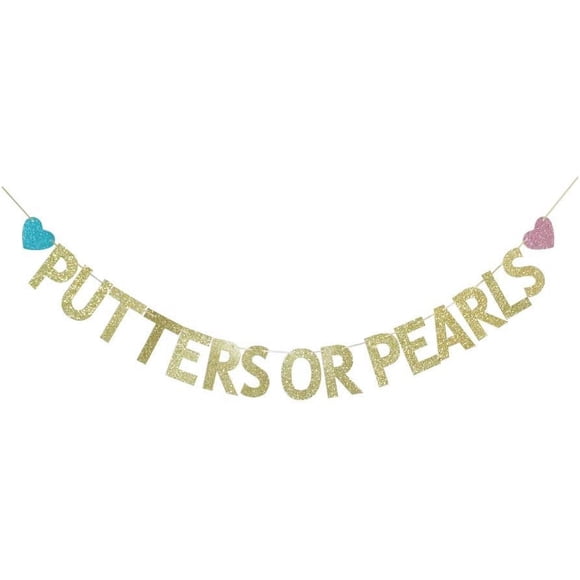 Putters Or Pearls Gold Paper Banner, Gender Reveal Party Sign, Baby Shower Party Decorations Supplies