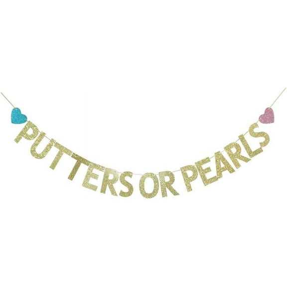 Putters Or Pearls Gold Paper Banner, Gender Reveal Party Sign, Baby Shower Party Decorations Supplies