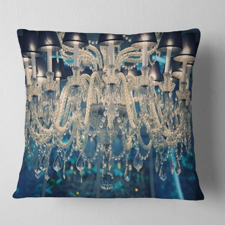 design art designart 'blue vintage crystal chandelier' flower throw pillow