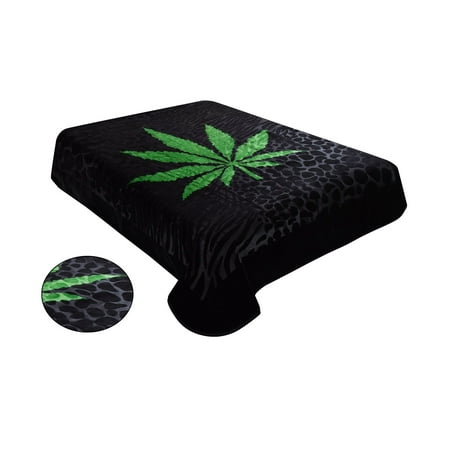 Jumbo Comforter - Osake Clearance Super Soft Luxury Blanket / Comforter Beautiful Design, 1ply, Clearance Embossing Jumbo Size Super Soft Luxury Blanket / Comforter Beautiful Design mariguana, TEBJ-14 BLACK