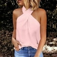 thumbnail image 2 of GA WEIHUA Womens Twist Front Halter Elegant Sleeveless Tank Tops Casual Dressy Halterneck Camisoles Summer Loose Fit Blouses Outfits(Pink,L), 2 of 7