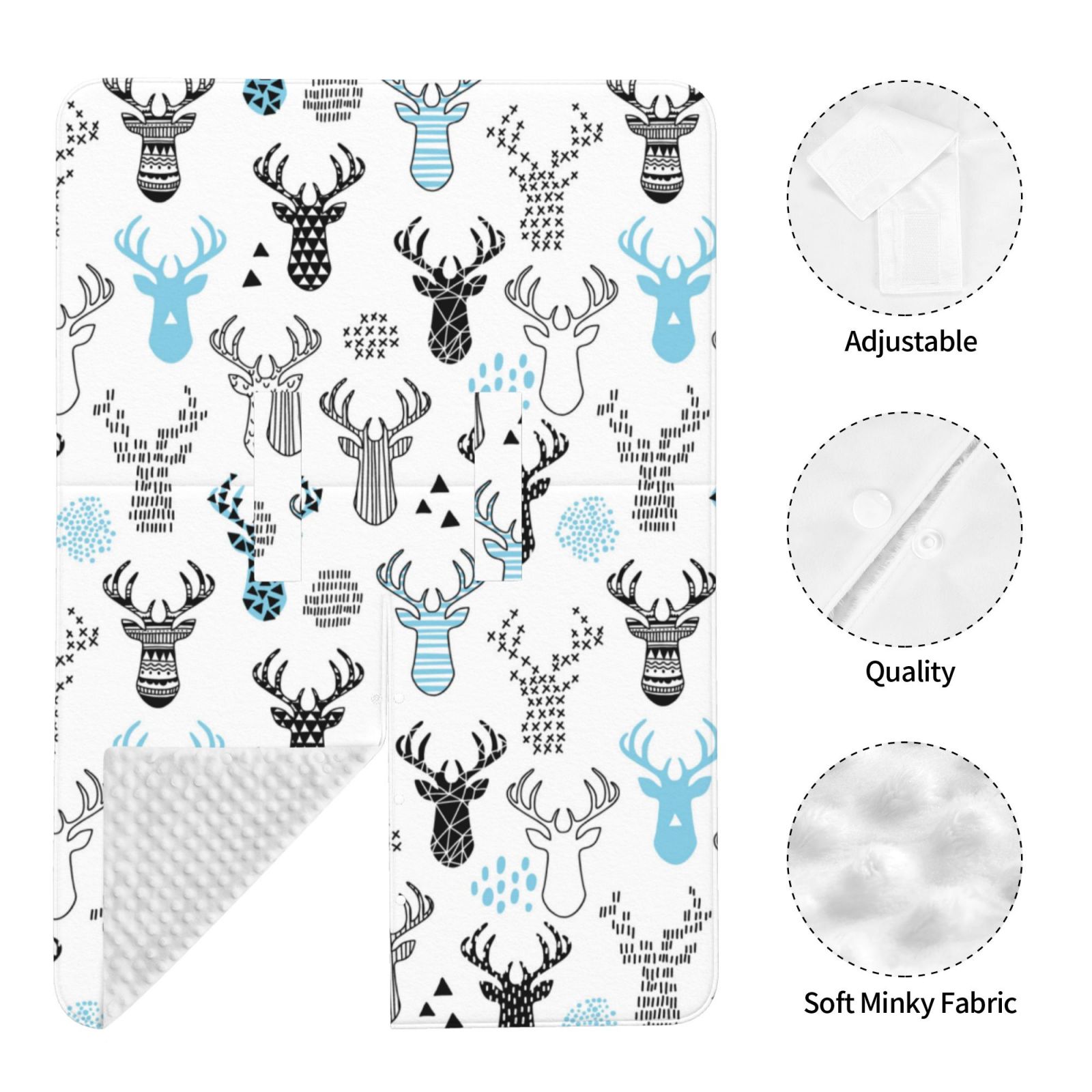 Car Seat Cover Baby - Winter Art Blue and Black Moose Breathable Infant Car Seat Cover for Baby Carseat, Lightweight Comfort Baby Essentials Must Haves Newborn Stuff for Girl Boy