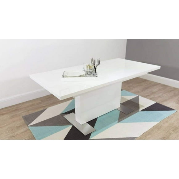 Inspirer Studio ILIS Extendible Dining Table Pedestal Table MDF High-Gloss White