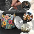 thumbnail image 4 of Yayeee Ashtray with Lid for Cigarette Smokeless Stainless Steel Home Ash Holder, Orange Colorful Flowers, 4 of 7