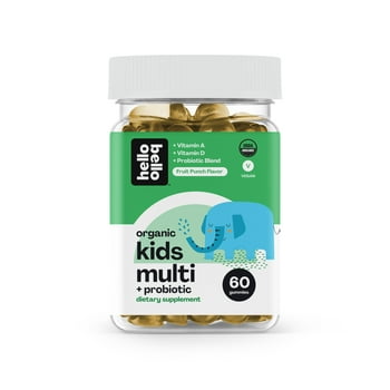 Hello Bello Kid's Multi  + Probiotics I Vegan, Certified  and nonGMO Natural Fruit Punch Flavor Gummies I Made with  A,  B6, Folate and B12 I 60 Count