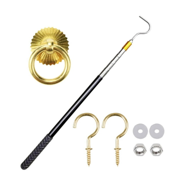 Kit completo de desplegable de escalera, barra de extensión de gancho desplegable para ático de hasta 64,6 pulgadas