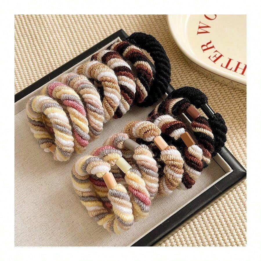 Twist Gray Yellow Knotted Braided Hair Band With High Elasticity And Soft Grip For Gentle Ponytail Styling