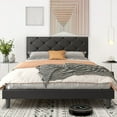 thumbnail image 2 of SYNGAR Queen Size Platform Bed Frame with Faux Leather Upholstered Headboard, Button Tufted and Height Adjustable, Black, 2 of 11