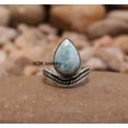 thumbnail image 2 of Solid 925 Sterling Silver Ring For Womens, Larimar Ring Gemstone Unique Handcrafted Ring For Her, 2 of 6