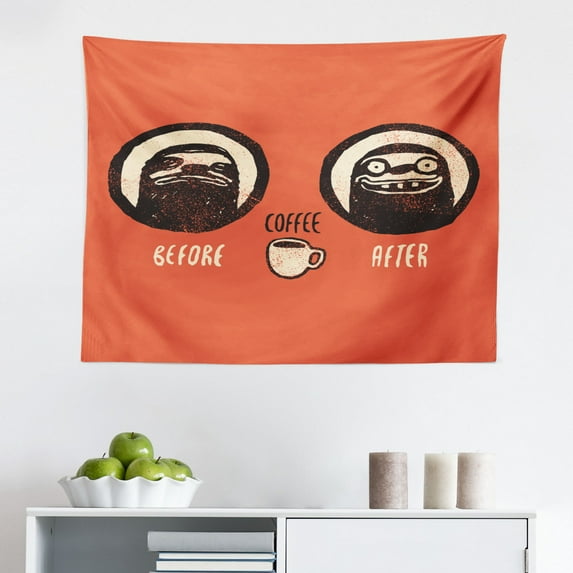 Funny Sloth Tapestry, Sleeping Lazy Animal Couch Potato Mammal Calming Chill Print, Fabric Wall Hanging Decor for Bedroom Living Room Dorm, 2 Sizes, Dark Seafoam Multicolor, by Ambesonne