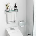 thumbnail image 5 of Woindo Bathroom Glass Shelf with Railing, Floating Tempered Glass Bathroom Wall Shelf Rectangle 16 Inch Over The Toilet Storage Cabinet, Gaming Floating Shelves, Bathroom Accessories and Home Decor, 5 of 11