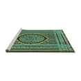 thumbnail image 2 of Ahgly Company Machine Washable Indoor Round Medallion Turquoise Blue Traditional Area Rugs, 4' Round, 2 of 4