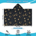 thumbnail image 2 of Dark Blue Sun Moon Wreath Pattern Hooded Bath Towel，60"x35" for Ages 3 To 12 Kids, Quick Dry Lightweight Soft Microfiber Hood Beach Towel Cover Up for Kids, 2 of 7