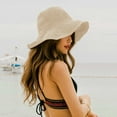 thumbnail image 2 of Sombrero de paja para el sol Plegable Plegable de ala ancha Sombrero de playa de verano Crochet Bucket Hat para las mujeres, 2 of 7