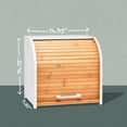 thumbnail image 4 of Bamboo Double Layer Bread Box for Kitchen Countertop, Roll Top Wood, Extra Large Kitchen Storage, Modern Wooden Bin (Black), 4 of 8